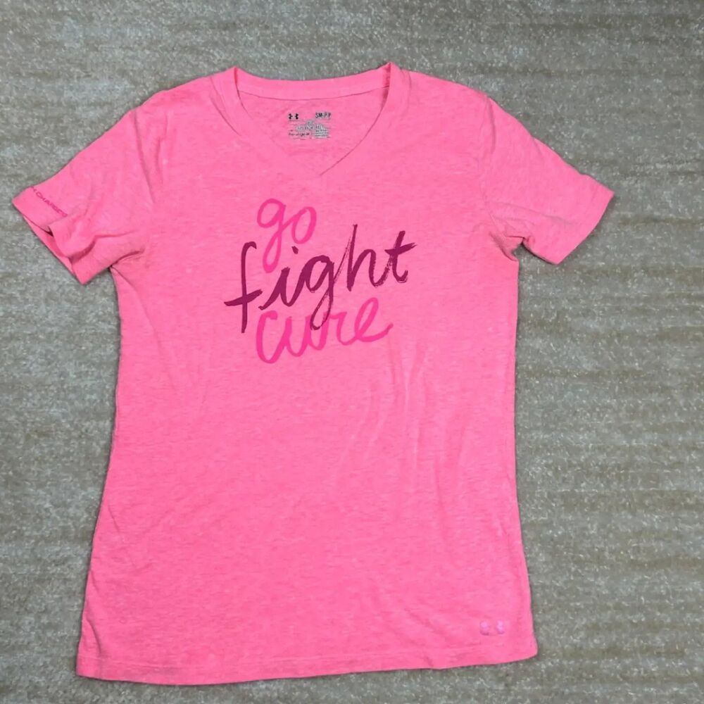 Under Armour Women's Loose Fit T Shirt Pink Size Small HeatGear Workout Tee